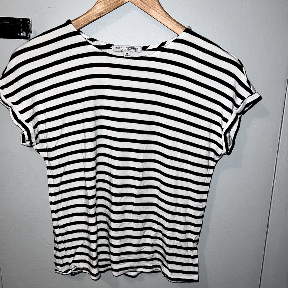 Green envelope black and white striped top soft to the touch